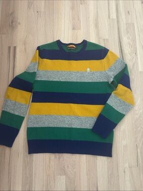 Brooklyn Industries Striped Crewneck Sweater in Green, Navy, Yellow, Gray